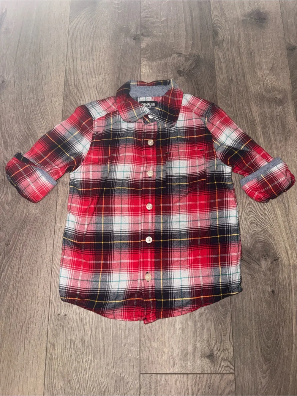 OshKosh B'gosh Red Black White Plaid Button-Down Shirt